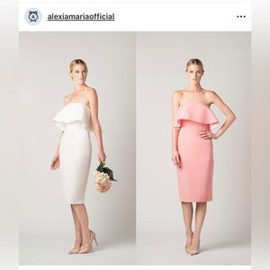 Alexia Maria Silk Faille Strapless Frill Dress